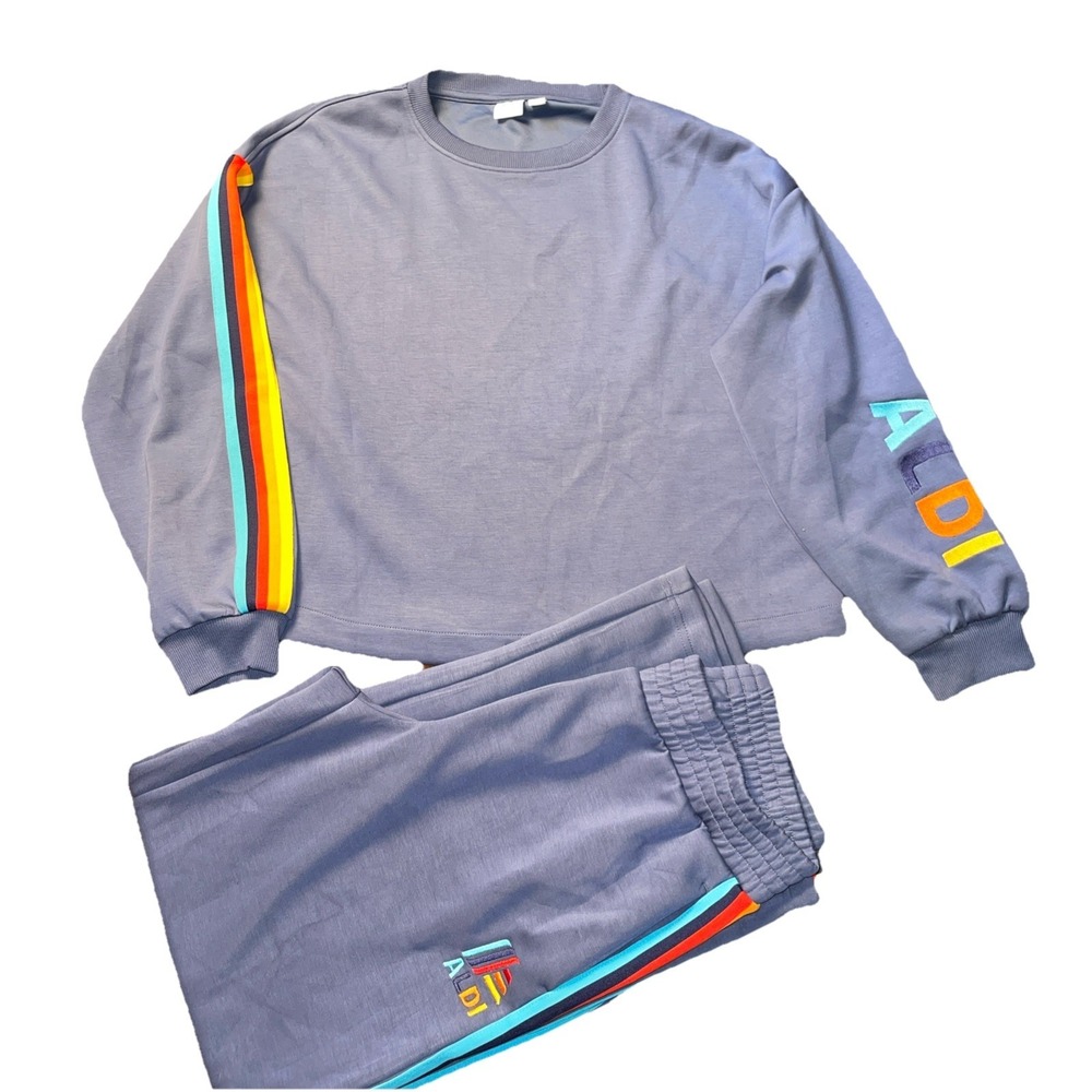Aldi Gear Track Suit Blue Rainbow Size M Athleisure Comfy Super Soft